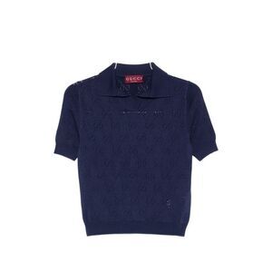 Gucci Women Gg Cotton And Silk Polo Shirt